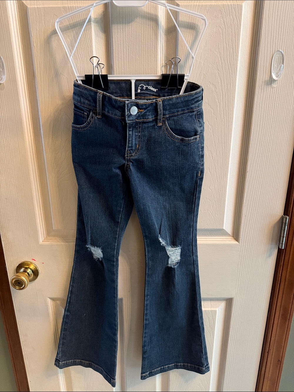 Art Class brand girls size 8 Dark Blue Distressed Flare Jeans